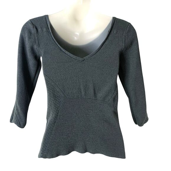 Marc by Marc Jacobs Sweater Wool & Silk Crop Women Medium Gray Plunge Open Back - Picture 14 of 16